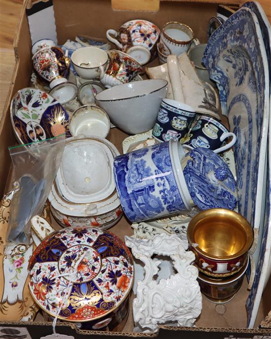 A quantity of mixed mostly English 19th century ceramics (a.f.)